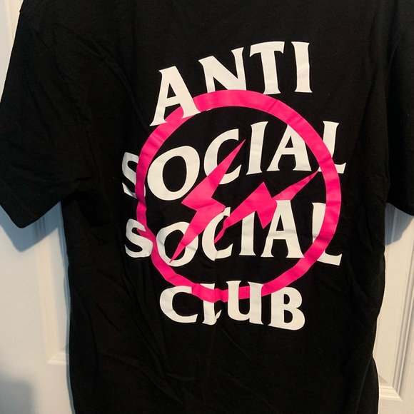 Anti Social Social Club x Fragment Pink Bolt Tee Size M - Picture 3 of 4